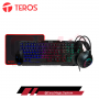 KIT TEROS TE-4063N RGB TECLADO, MOUSE, AUDIFONOS, PAD MOUSE