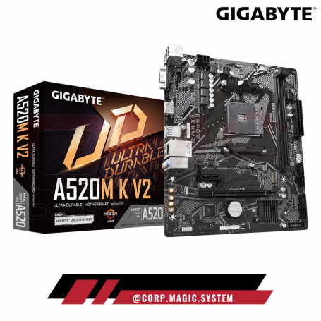 GIGABYTE A520M K V2 ULTRA DURABLE 2xDDR4 1xM.2 PCIE GEN3 X4 AMD HDMI/VGA