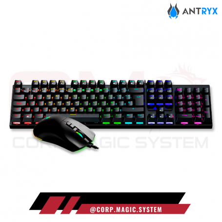 KIT ANTRYX GC-3100 TECLADO Y MOUSE BLACK RGB SWITCH AZUL