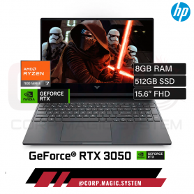 HP VICTUS GAMER 15-FB3019LA AMD RYZEN 7 7445HS, RAM 8GB DDR5, SOLIDO 512GB M.2 NVM, RTX 3050 6GB, 15.6" FHD