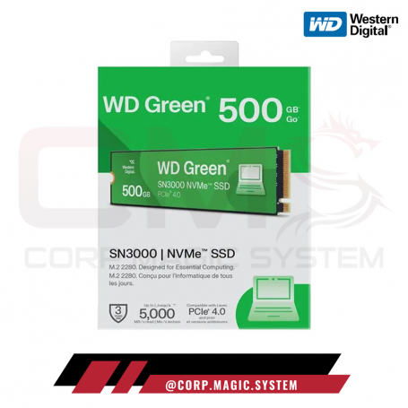 WESTERN DIGITAL GREEN 500GB M.2 SN3000 SANDISK NVME SSD M.2 2280 MB/5000 PCIe 4.0