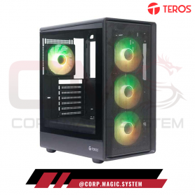CASE TEROS TE-1323G NEGRO 4xFANS S/FUENTE V/TEMPLADO