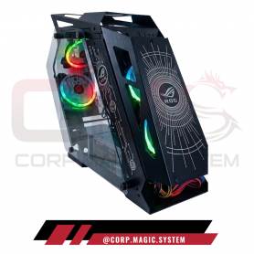 CASE ROG BLACK 4FANS RGB V/TEMPLADO S/FUENTE C/CONTROL