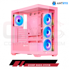 CASE ANTRYX FX750 PINK ARBG TIPO-C 4xFANS S/FUENTE V/TEMPLADO